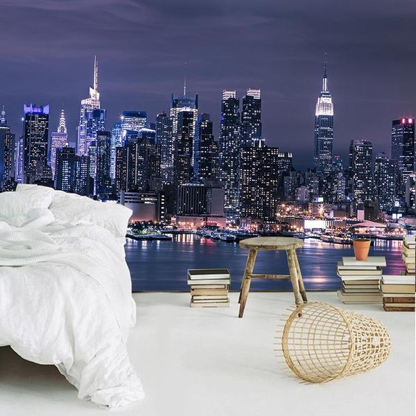 

wallpapers modern york city night view po mural wallpaper living room ktv bar cafe restaurant backdrop wall covering papel murals 3d