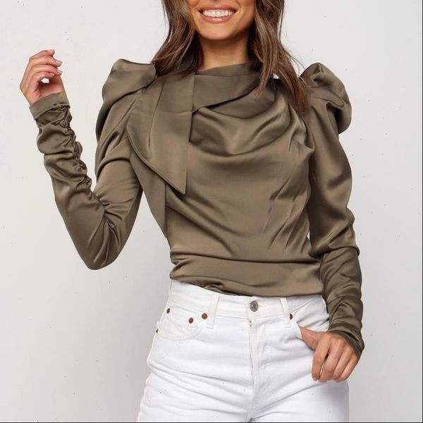 

meihuida 2021 new autumn womens long sleeve clothing blouses solid stack sleeve shirts female camisas blusa mujer, White