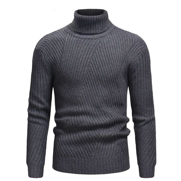 

autumn and winter new turtleneck with staggered stripes large men's pullover m007, White;black
