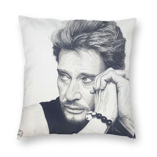 

cushion/decorative pillow noridc style johnny hallyday square case sofa home decorative french rock singer cushion cover throw decor