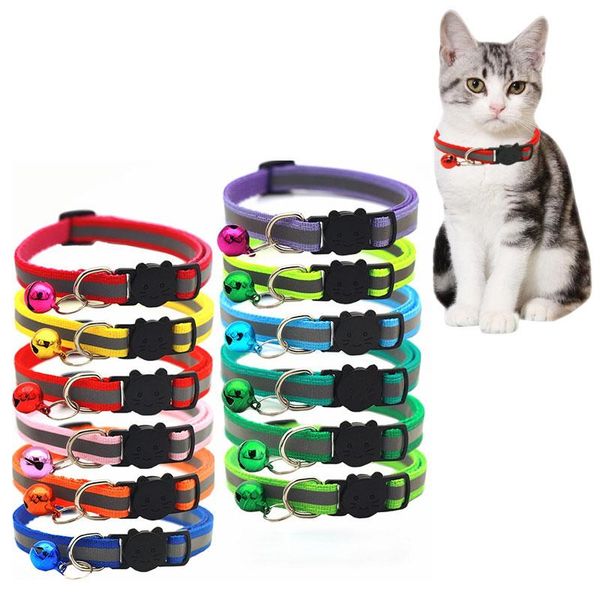 

cat collars & leads collar pet reflective head safety buckle separate dog bell kitten accessories bomei animal goods