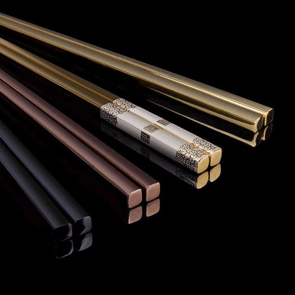 

chopsticks stainless steel anti-rolling luxury laser engraving korean hollow fortune chopstick sticks tableware