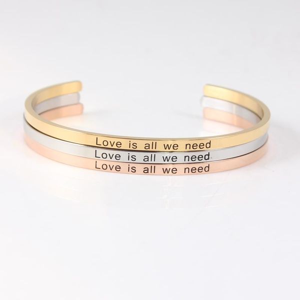 

bangle 316l stainless steel 3.2mm band engraved positive inspirational quote mantra for women, Black