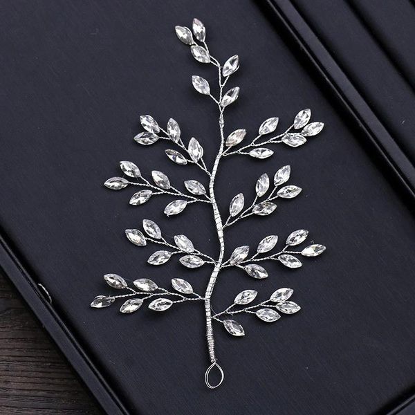 

hair clips & barrettes european&american shiny rhinestone hand-woven accessories leaf-shaped bridal headdress luxury romantic wedding jewelr, Golden;silver
