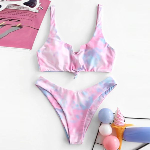 

gradient split 2021 bikini new tie dyed swimsuit, White;black