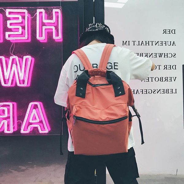 

backpack style fashion korean version pink gray of lapwomen's large capacity school bags for teenage girls can be used by hand