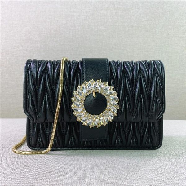 

evening bags leather sheepskin rhinestone fold snake bone chain small square bag single shoulder messenger satchels
