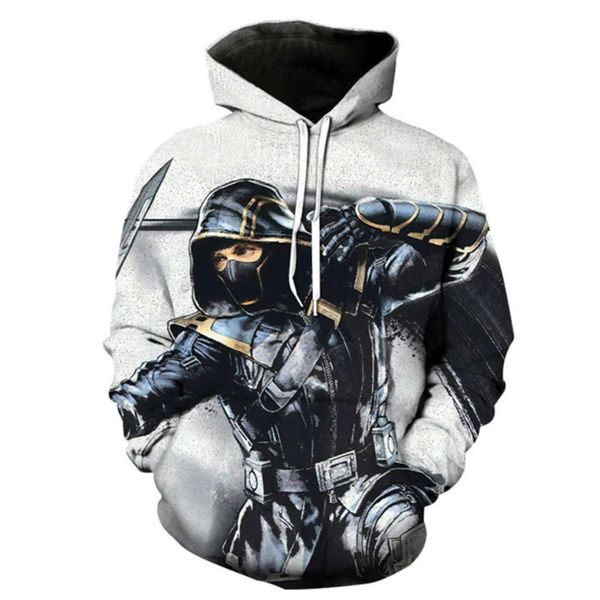 

2021 fall and winter new assassin creed 3d digital printed sweater men's casual sports hoodie loose baseball jacket, Black