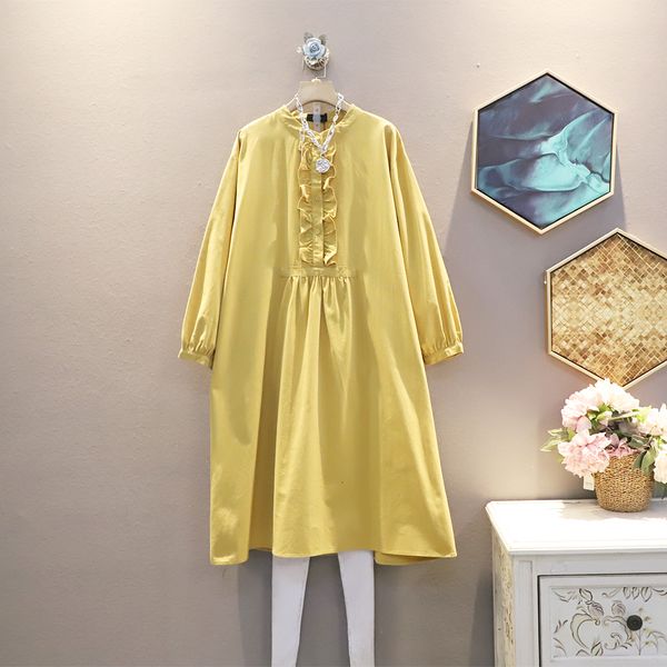 

2021 spring new retro solid full loose plus size medium and long es for women i9tj, Black;gray