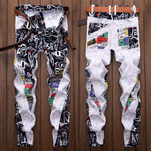 

men's jeans men skinny jeans floral casual pant slim stretch denim for 20my, Blue