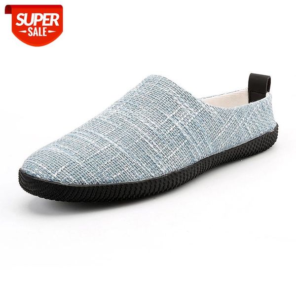 

2020 breathable linen slippers men casual shoes students korean lazy loafer home shoes beach sandals flats footwear #rl18, Black