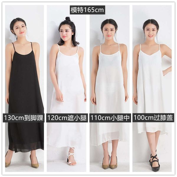 

popular black suspender solid dress new vest women's slim chiffon loose large with over knee skirt hot, White;black