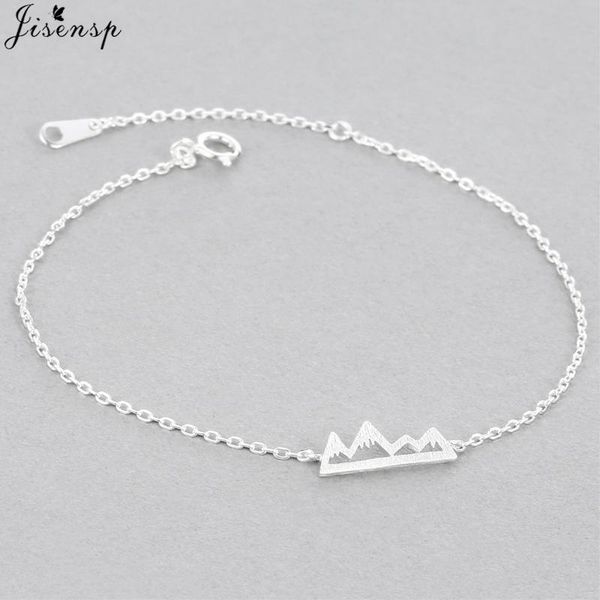 

link, chain jisensp 925 silver snow mountain bracelets & bangles for women personality outdoor travel jewelry bracelet climbing lover gifts, Black