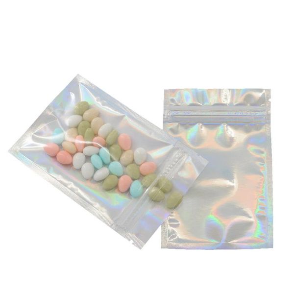 

storage bags 20/50pcs iridescent pouches cosmetic plastic laser holographic makeup hologram zipper