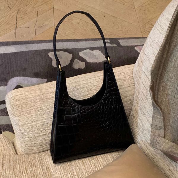 

2021 new crocodile underarm middle ancient cowhide women's bag one shoulder handbag