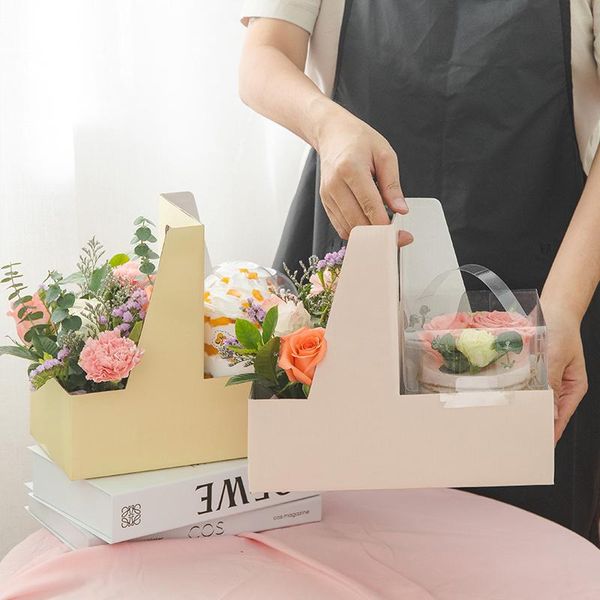 

gift wrap 1pc portable transparent flower packaging box paper handy cake wedding beautiful bag