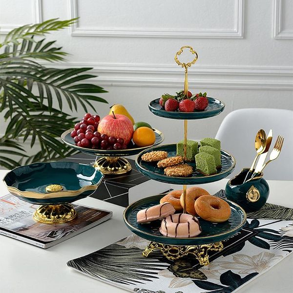 

kitchen storage & organization ceramic japanese candy snacks trays cake stand nordic malachite green wedding decoration serving tray or