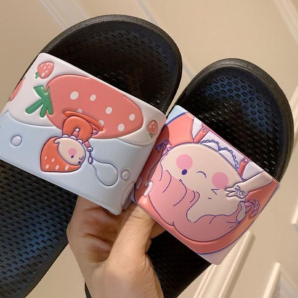 

women bathroom slippers summer non-slip ladies beach shoes cartoon cute girl female sandals indoor home pvc woman slides 2021, Black