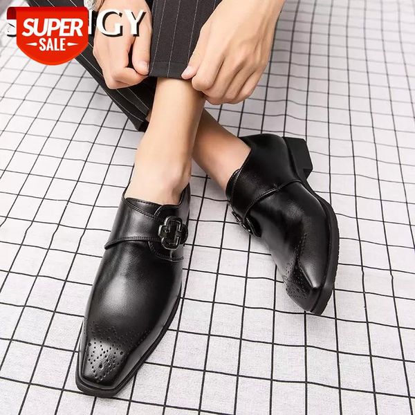 

autumn new men shoes square toe solid color buckle strap men's leather shoes wedding formal fashion males oversize 39-48 #0r4l