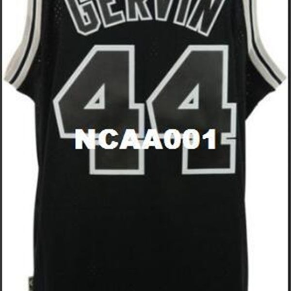 

vintage 21ss #44 george gervin mesh fabric full embroidery college jersey size s-4xl or custom any name or number college jersey, Black