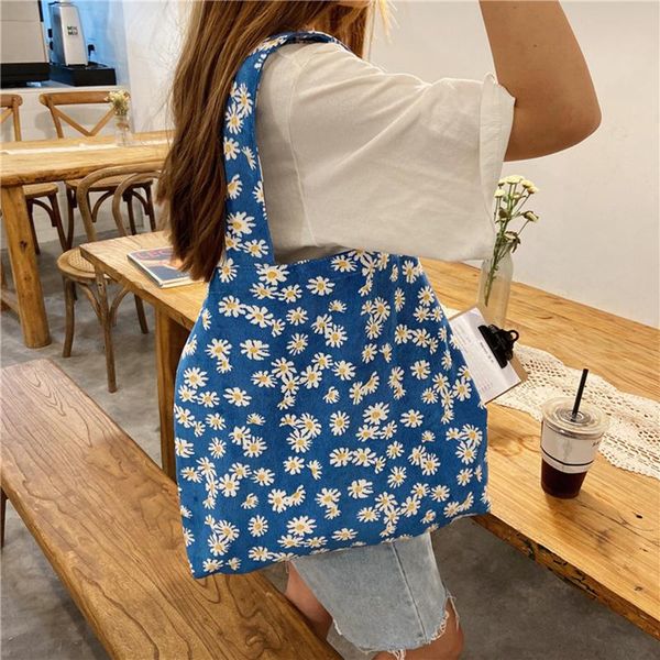 

evening bags 2021 women large capacity corduroy eco reusable shopping with shoulder bag girls students casual handbag tote