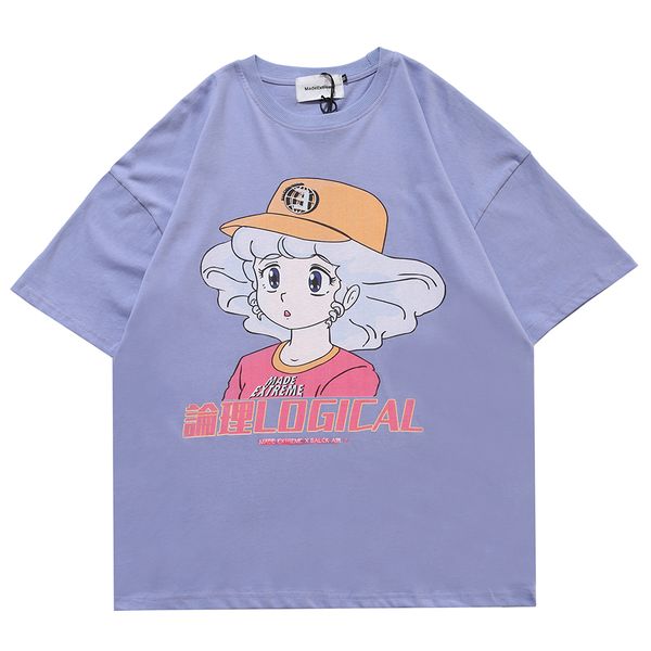 

2021 new harajuku kawaii graphic tees women clothes japanese streetwear cartoon shirt purple cute woman tshirt summer 7vu0, White