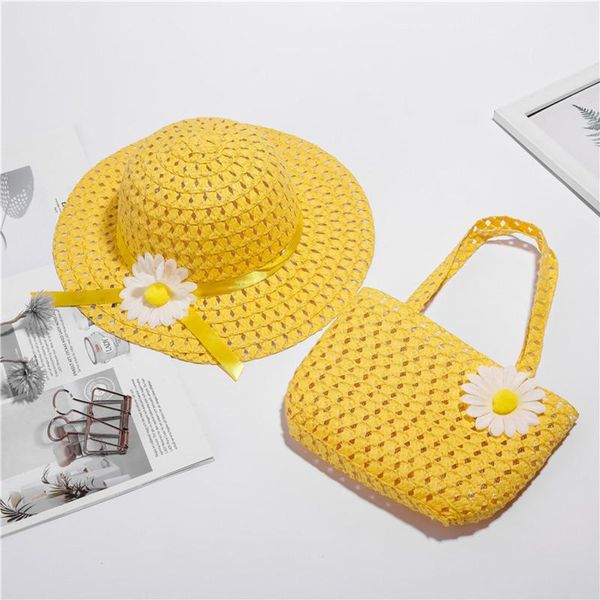 

caps & hats estate neonate cappello di paglia carino bowknot bambini da sole per ragazze ragazzi secchio nuovo berretto bam, Yellow