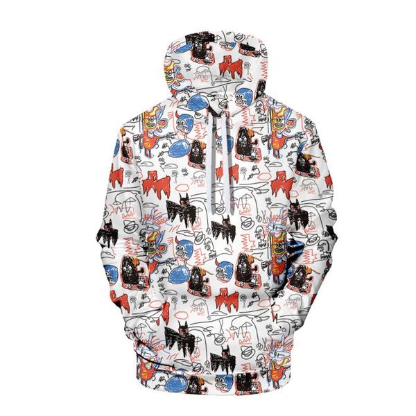 

men's hoodies & sweatshirts 2021 product graffiti hand-painted pattern trend casual 3d digital printing hooded, Black
