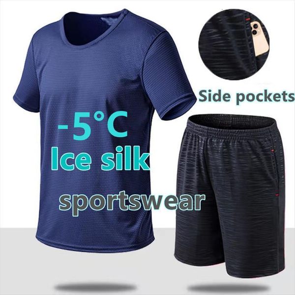 

sports suit sportswear running men tracksuits fitness quick drying clothes loose breathable summer training short sleeve shorts, Gray