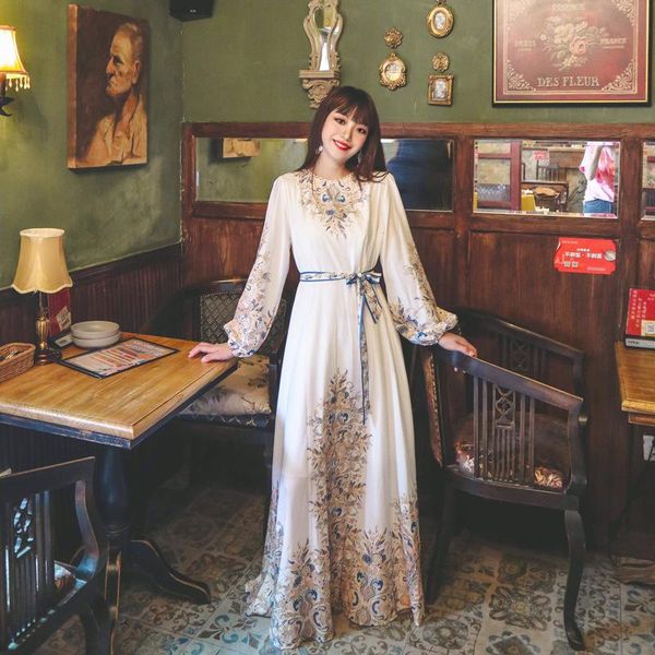 

casual dresses vintage dress white night women maxi for long sleeve elegant floor-length, Black;gray