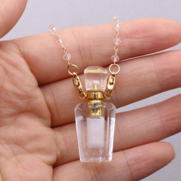 

pendant necklaces charming necklace natural stone clear quartz perfume bottle for women romantic gift 15x34mm, Silver