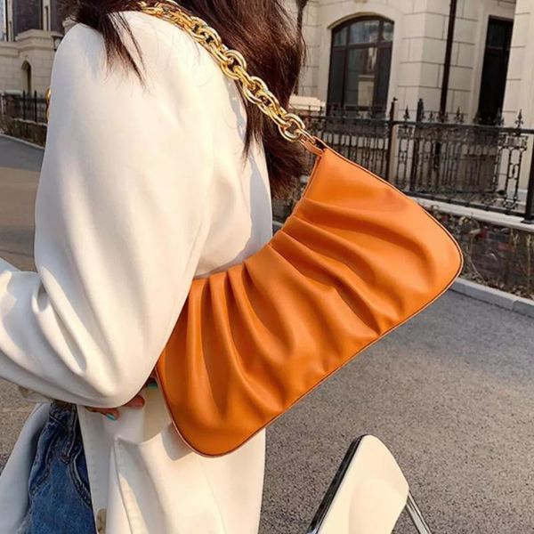 

shoulder bags pleated armpit bag 2021 fashion high-quality pu leather women's designer handbag chain