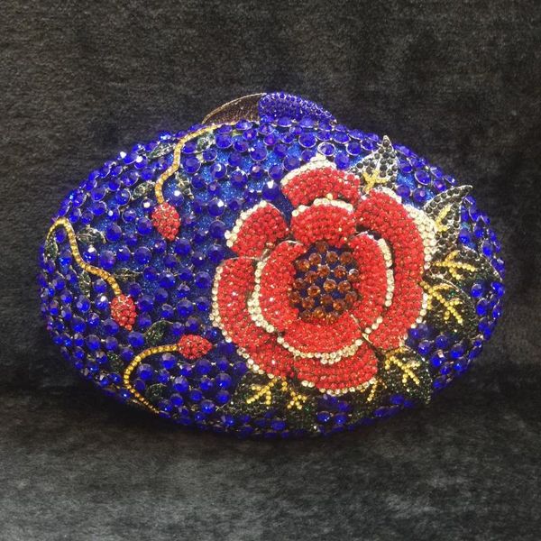 

evening bags crystals clutch xiyuan silver metal party handbags blue clutches women diamond red flower dinner shoulder