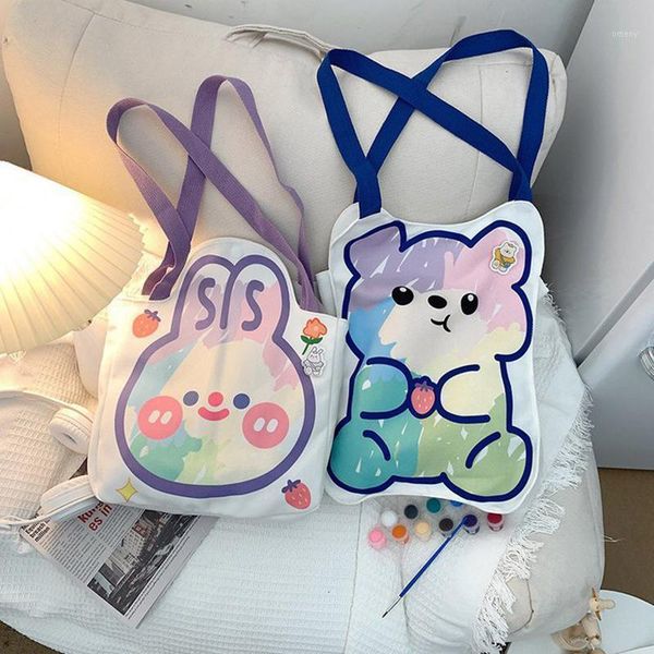 

evening bags cartoon korean style tote bag cute women's shoulder large capacity casual satchels female aesthetic shopping sac femme1