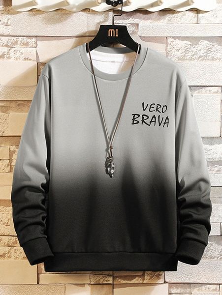 

men letter & ombre print sweatshirt 12da#, Black