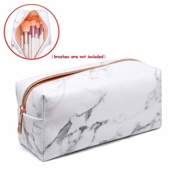 

eyelash curler beauty pattern cosmetic make up brushes bag portable holder marble case brush zipper makeup tool 1 pcs