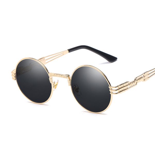 

metal round steampunk sunglasses men women fashion glasses brand designer retro frame vintage sunglasses uv400