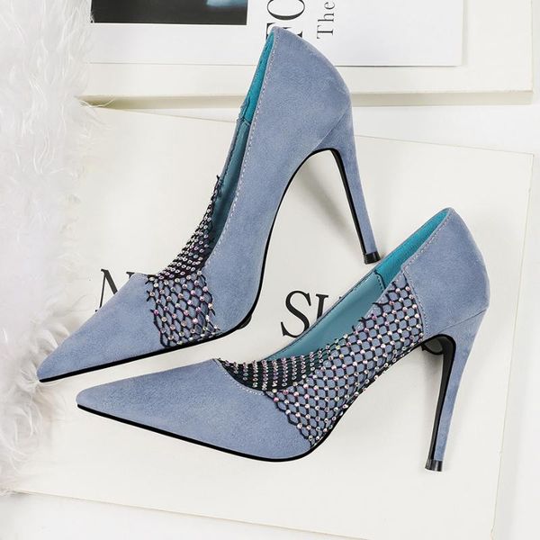 

dress shoes mesh patchwork pumps women high heels flock pointed toe slides slip on sandals zapatos mujer black red khaki apricot