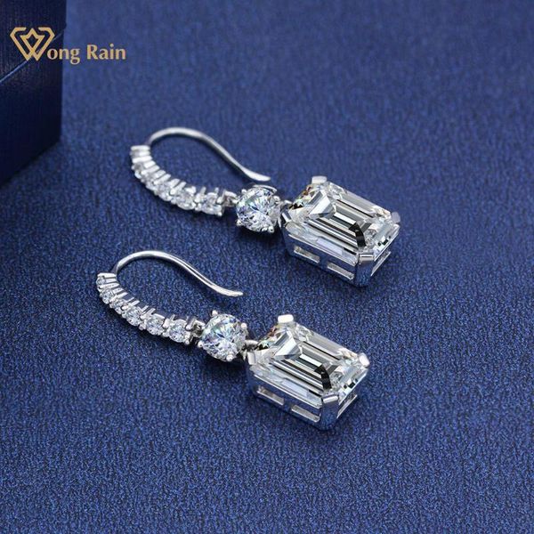 

dangle & chandelier wong rain luxury 925 sterling silver emerald cut created moissanite gemstone drop hook earrings fine jewelry wholesale