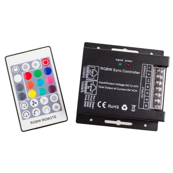 

rgbw led light controller 4 channels + remote control for rgb rgbw led light strip compatible with 12v 24v power supply (control