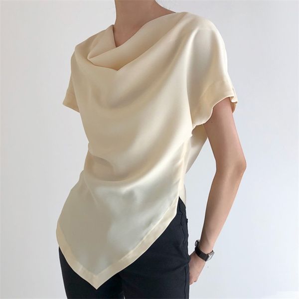 

women's t-shirt solid irregular plus size batwing-sleeved ladies slim chic femme loose lady all-match ol summer t-shirts, White