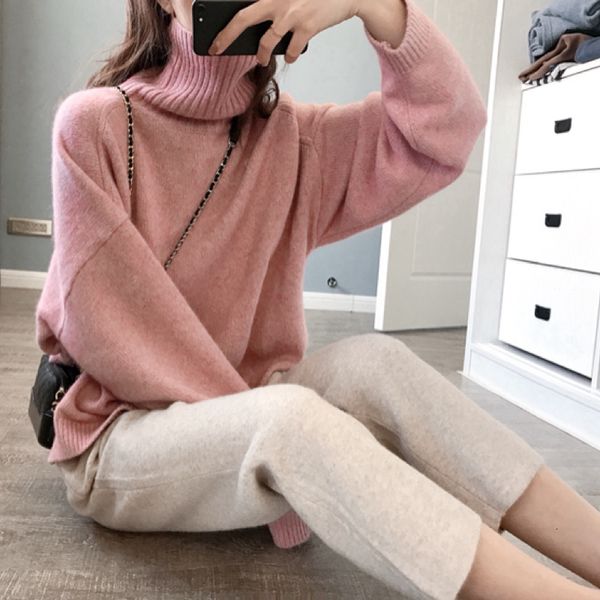 

cyjr new 2021 spring winter women's slacks high-waisted woolen knitting fashionably loose korean casual style banana pants 8x3h, Black;white