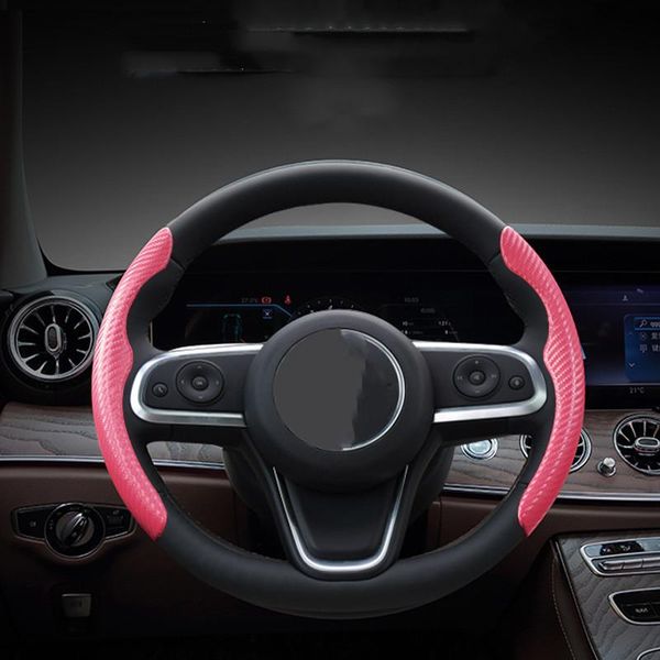 

steering wheel covers universal car accesorios interior cover carbon fiber non-slip modification supplies