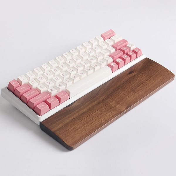 

keyboards jkdk 61 68 87 104 walnut wood wrist rest pad keyboard support protection with anti-slip for mechanical keybo