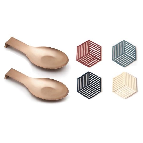 

mats & pads 2x spoon rest rose gold 1set placemats bowl coasters heat insulation anti-scald