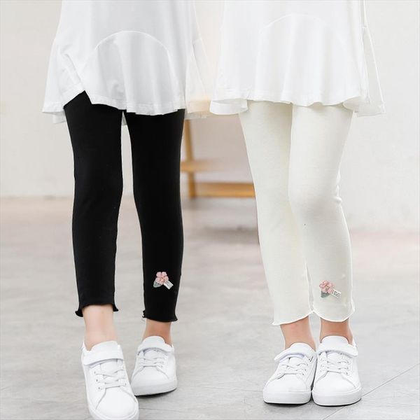 

girls leggings kids pants solid color with flowers children under clothing spring summer autumn all matches bottoms, Blue