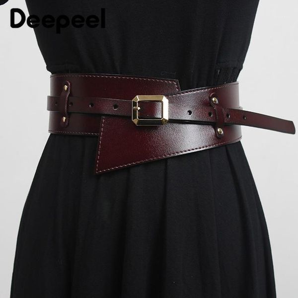 

belts deepeel 6*82cm women's genuine leather decorative cummerbunds fashion female waist corset luxury woman wide pin buckle belt1, Black;brown