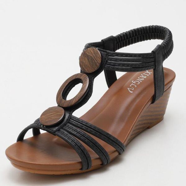 

sandals summer for women casual wedge platform comfortable shoes female soft sole mother large size zapatos mujer zy298, Black