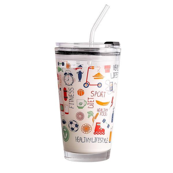Кружки творческие мультипликационные чашки веб-знаменитости стекло рекламы подарок соломенный молочный завтрак на заказ