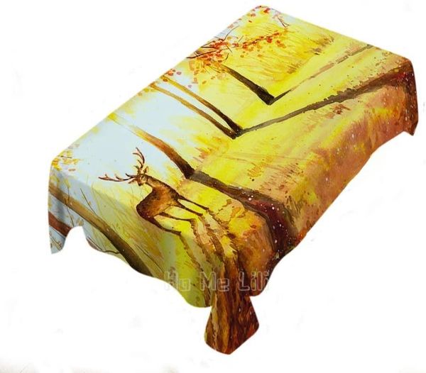 

table cloth rectangular tablecloth watercolor deer autumn forest art dust cover party kitchen dining